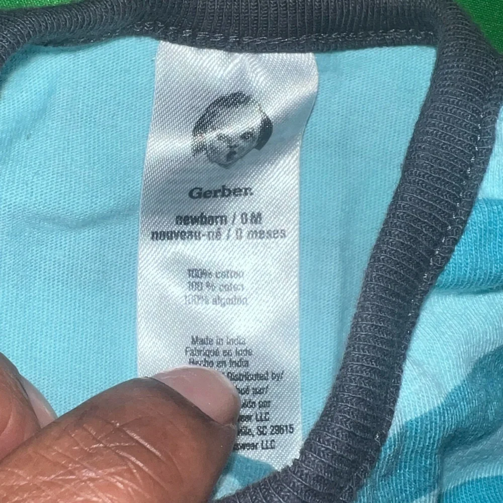 Gerber Blue and Black Striped Kids Footie size Newborn